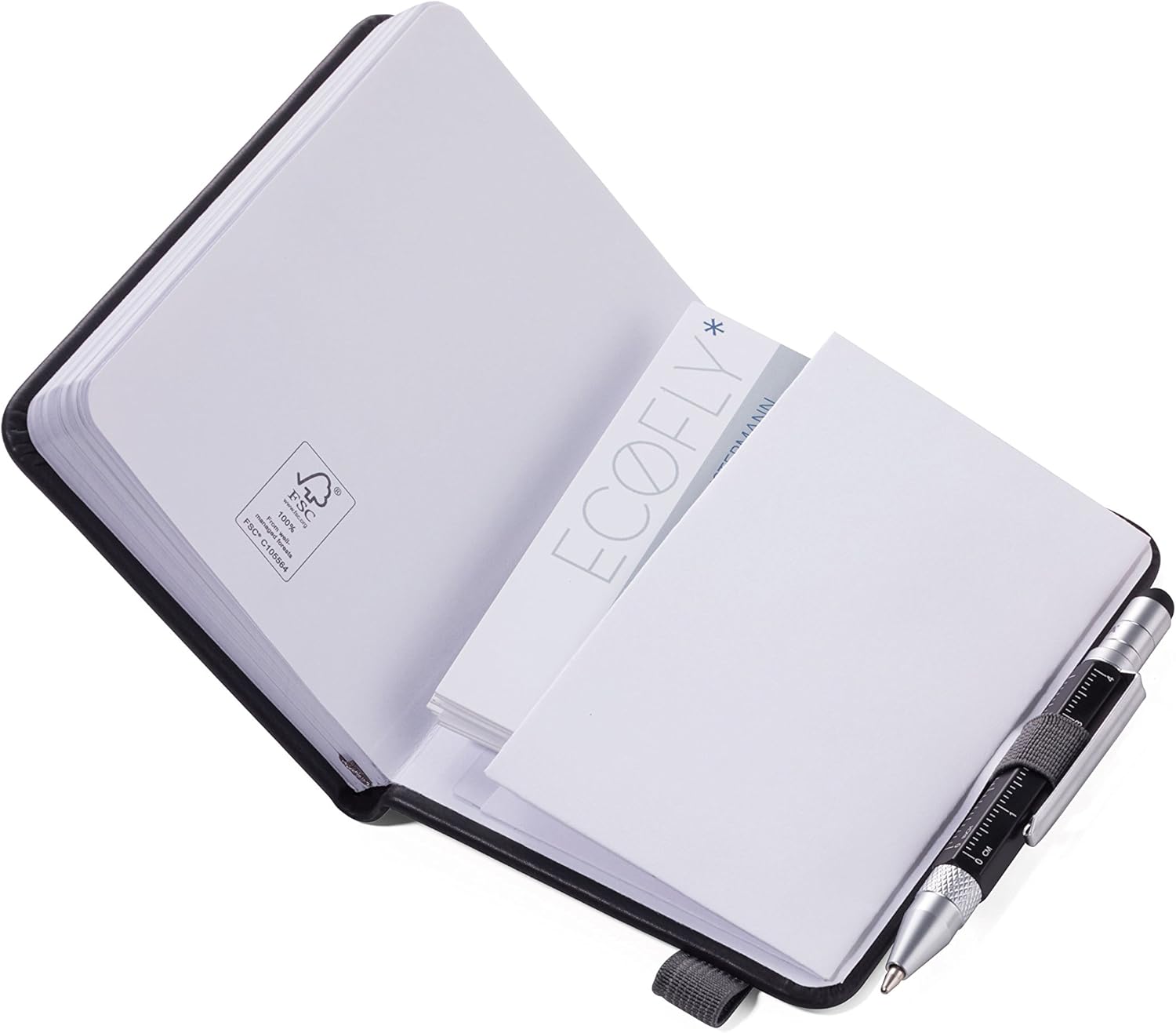 TROIKA Notepad DIN A7 including ballpoint pen, elastic band closure, pen loop, FSC certified paper, perforated pages - Image 3