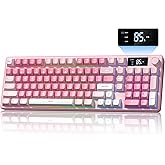 Keymatic Gaming Keyboard Wireless Creamy Keyboard with Media Knob & Screen Cute Keyboard Mechanical Feeling Membrane Keyboard