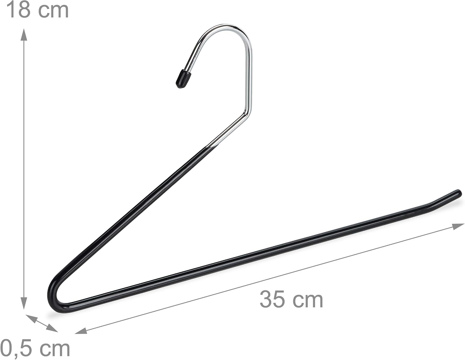 Relaxdays Clothes Set of 12, Non-slip, Garment Hangers, for Trousers PVC-coated Metal, Multipack, 18 cm, Black, Iron, 35 x 18 x 0.5 cm - Image 5