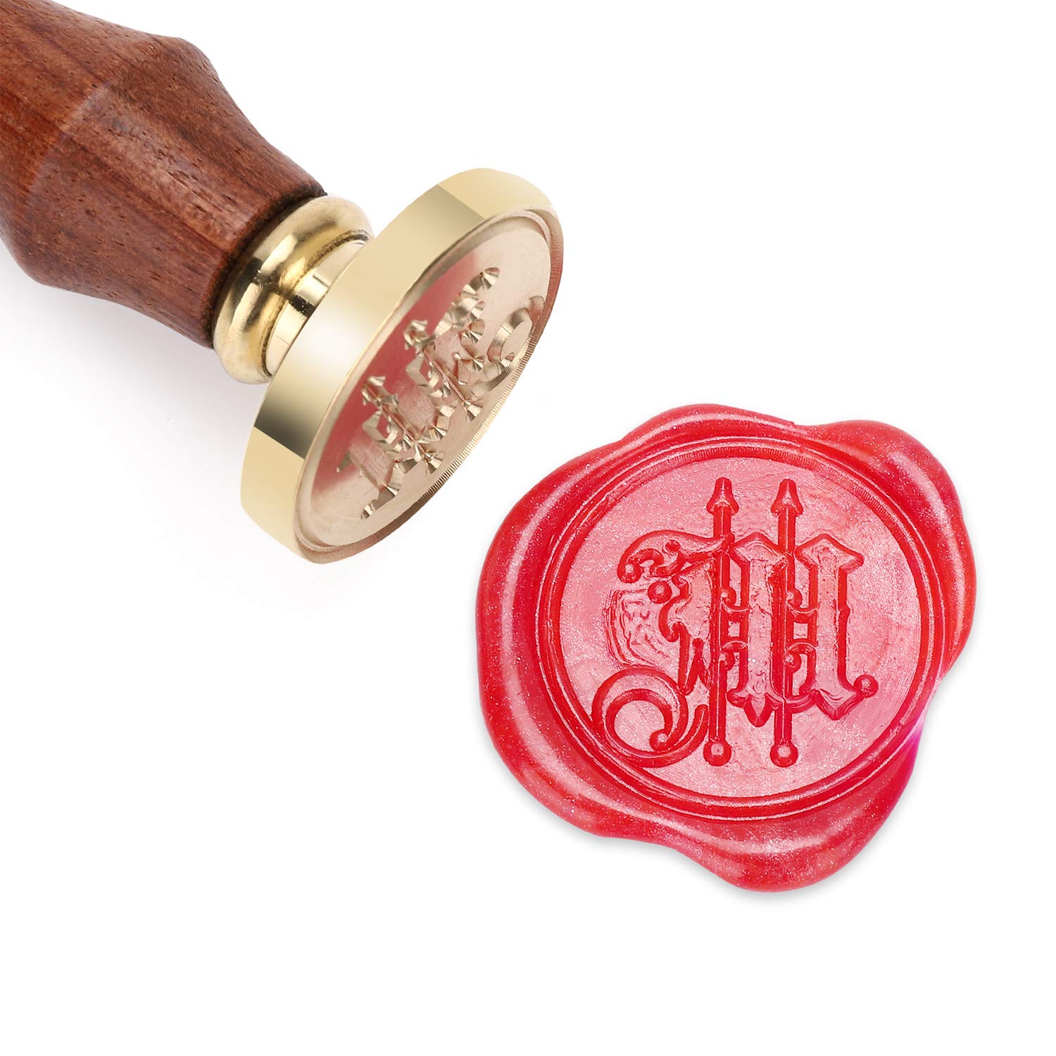 Mceal Wax Seal Stamp, Brass Seal with Wooden