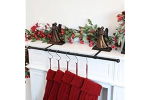 Joyyy Angel Christmas Stocking Holder Rod for Mantle Weighted Mantel Stocking Hangers Hooks for Christmas Fireplace Hanging Decoration(Vintage Black Bronze, Set of 2)