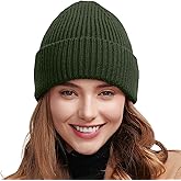 vidsel 50% Wool Thick Beanie Hat for Men Women, Seamless Winter Knit Skull Cap, Cuffed Fisherman Beanie Warm Watch Cap