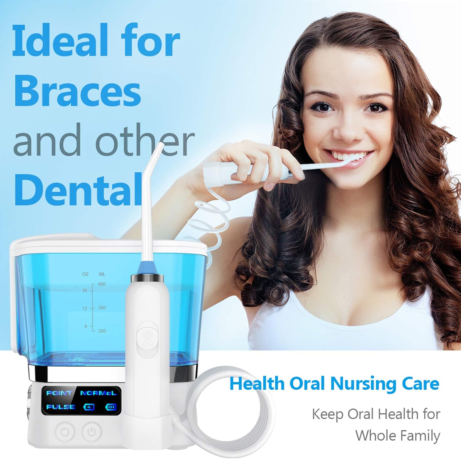 YOUNGDO Upgrade Oral Irrigator Teeth Cleaner Oral Irrigator with 4 Jet Tips, Dental Flosses - 600ML, IPX7 Waterproof, Stepless Adjustment, USB Rechargeable Dental Flossers for Teeth: Beauty