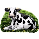 Buyecity Latch Hook Rug Kits for Adults, Animal Cow Pattern, 20.5"x14", PZD-712