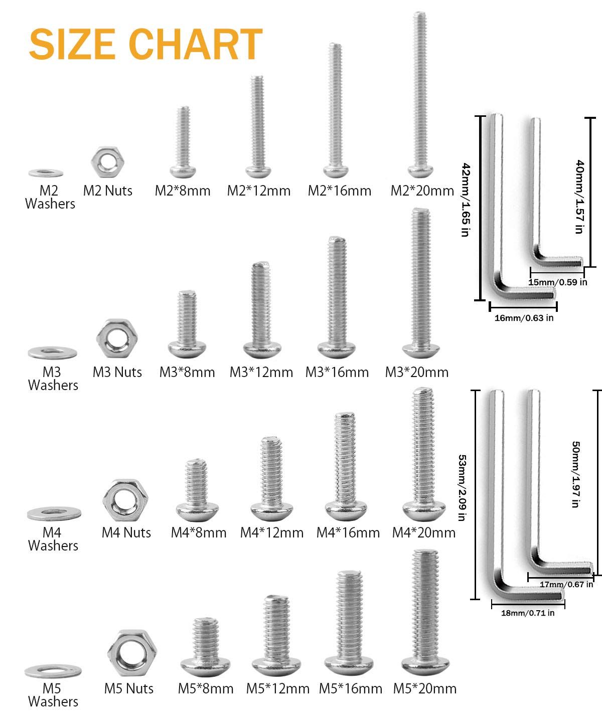 Screws VIGRUE M2 M3 M4 M5 Stainless Steel Screws and Nuts Flat Washers