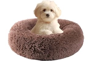 HYQ Small Dog Bed, Cat Beds for Indoor Cats, Pet Beds for Small Dogs, Fluffy Faux Fur Plush Small Dog Bed, Washable Puppy Bed with Anti-Slip Bottom, Dog Bed Small Size Dog (Khaki, 20 Inch)