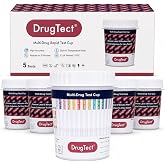 DrugTect 14 Panel Fentanyl Drug Test Kit Urine Cup - 5 Pack | 14 Panel Fentanyl Test Plus 6 ADL Validity Checks. AMP, BAR, BUP, BZO, COC, FYL, MDMA, MET, MOP, MTD, OXY, PCP, TCA, THC