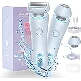 Dusk Razor for Women, Silk Glide Pro 3.0 Shaver, Livora Electric Racor for Women, 2-in-1 Waterproof Painless Hair Removal Wet & Dry Shaver with Removable Head for Leg Arm Underarm Bikini Area
