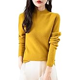 Chanyarn Women's 100% Merino Wool Seamless Sweater Mock Neck First-Line Ready to Wear Long Sleeve Ribbed Knit Pullover