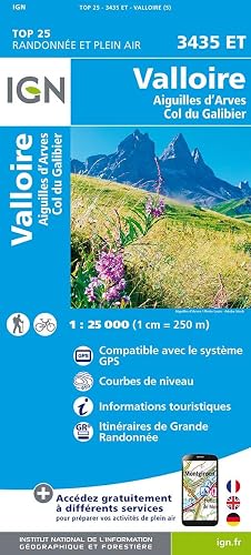 Download IGN Valloire/Aiguilles D'Arves/Col du Galibier - Carte topographique PDF