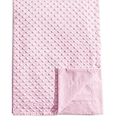 david's kids Micro Fleece Minky Baby Blanket for Girls with Double Layer and Soothing Raised Dots, 40x50 Inches Breathable and Soft Lightweight Receiving Blanket for Newborns, Pink