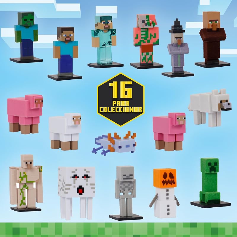 Minecraft Toppez Edición Especial Pack 8 Figuras Stdo.2,muñecos 5 cm con 2 Figuras Sorpresa,Producto Oficial,16 Modelos para coleccionar,para Fans y niños Desde 8 años (64110034-2)