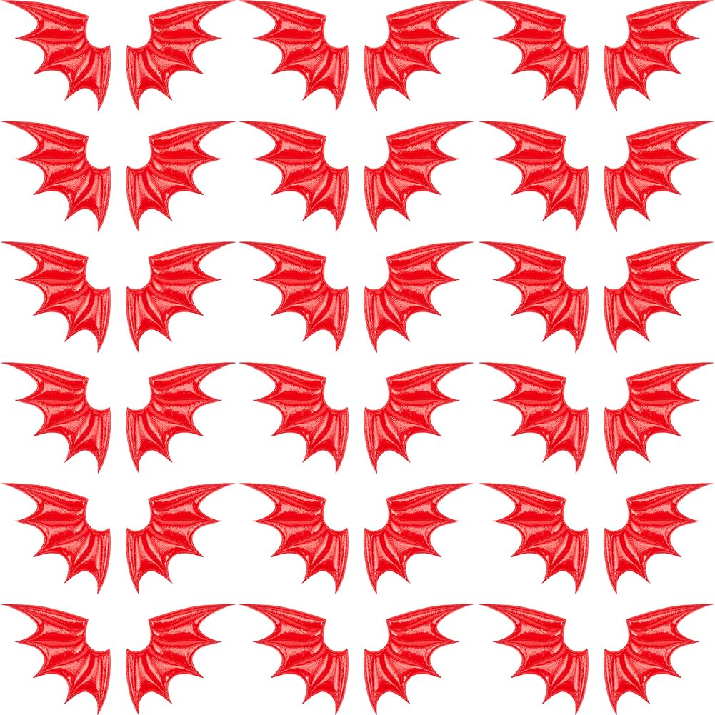 GORGECRAFT 40PCS Bat Wing Hairpins Accessories PU Leather Demon Wings Ornament Accessories Halloween Decor Red Angel Wing Embellishments for Hair Ornament & Costume Accessory