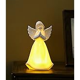 ADAVAS.Y&G Praying Angel Night Light Lighted up Angel Prayer Porcelain Angel Figurine with Lighting, White 7" H