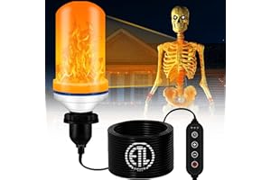 Makevivi 12ft Skeleton Light Kit – Skelly Light Kit with Flickering Flame, ETL-Certified & Adjustable Timer for Yard & Hallow