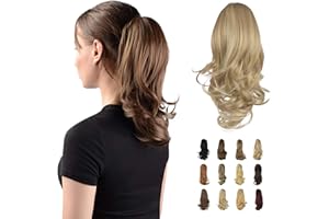 SOFEIYAN 13" Ponytail Extension Long Curly Ponytail Clip in Claw Hair Extension Natural Looking Synthetic Hairpiece for Women, Light Blonde/Platinum Blonde mix