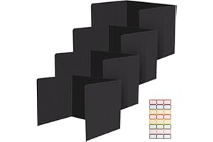 Ayuanb 4 PCS Desk Dividers, 17 x 14 x 13.5 Inch Plastic Classroom Privacy Shields for Student Desks with Name Labels, School Class Study Carrel Folder Boards Teacher Supplies (Black)