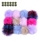 12pcs Faux Fox Fur Fluffy Pom Pom Ball with Removable Press Button for Knitting Hat Accessories