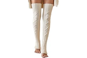 Leoparts Women's Extra Long Stirrup Leg Warmers Winter Knitted Over Knee Thigh High Footless Socks