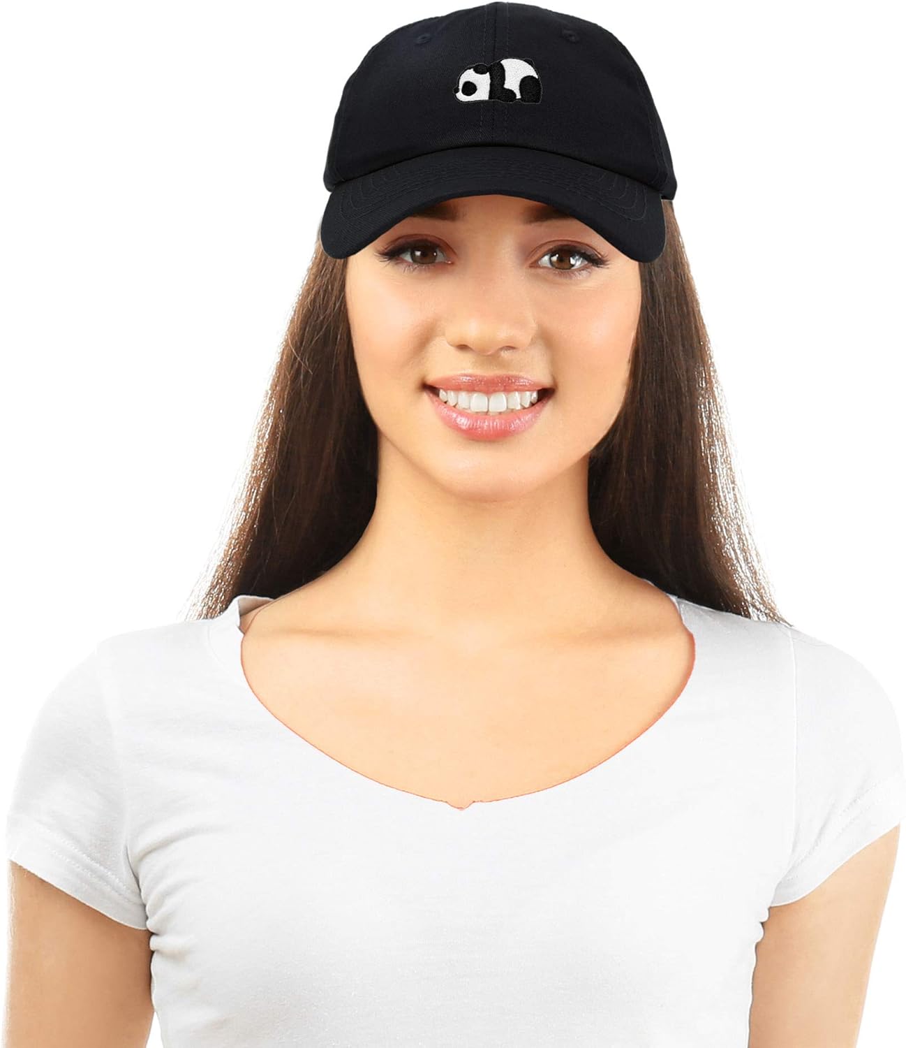 DALIX Cute Baby Panda Womens Dad Hat Baseball Cap Embroidered in Black: Clothing