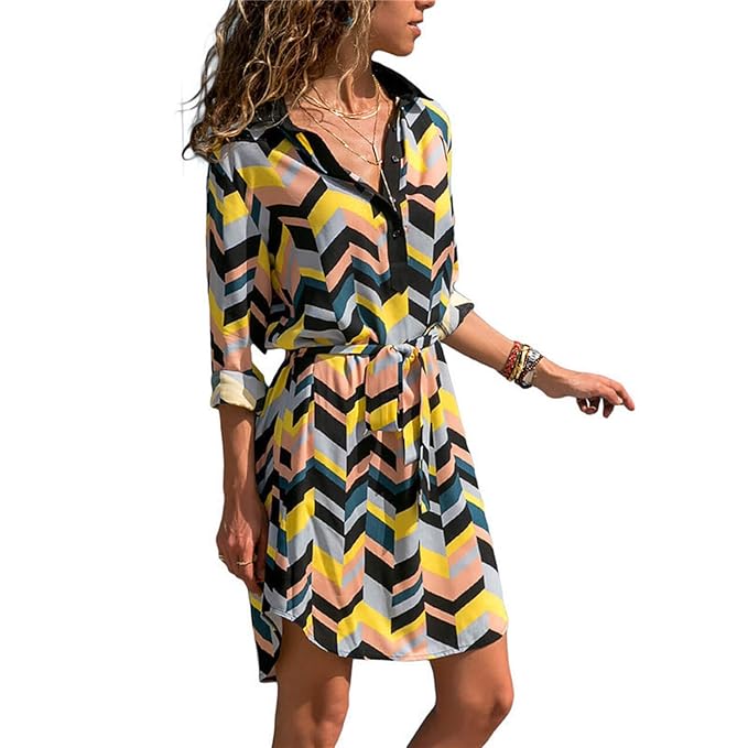 Lovii Newest Long Sleeve Shirt Dress 2019 Summer Chiffon