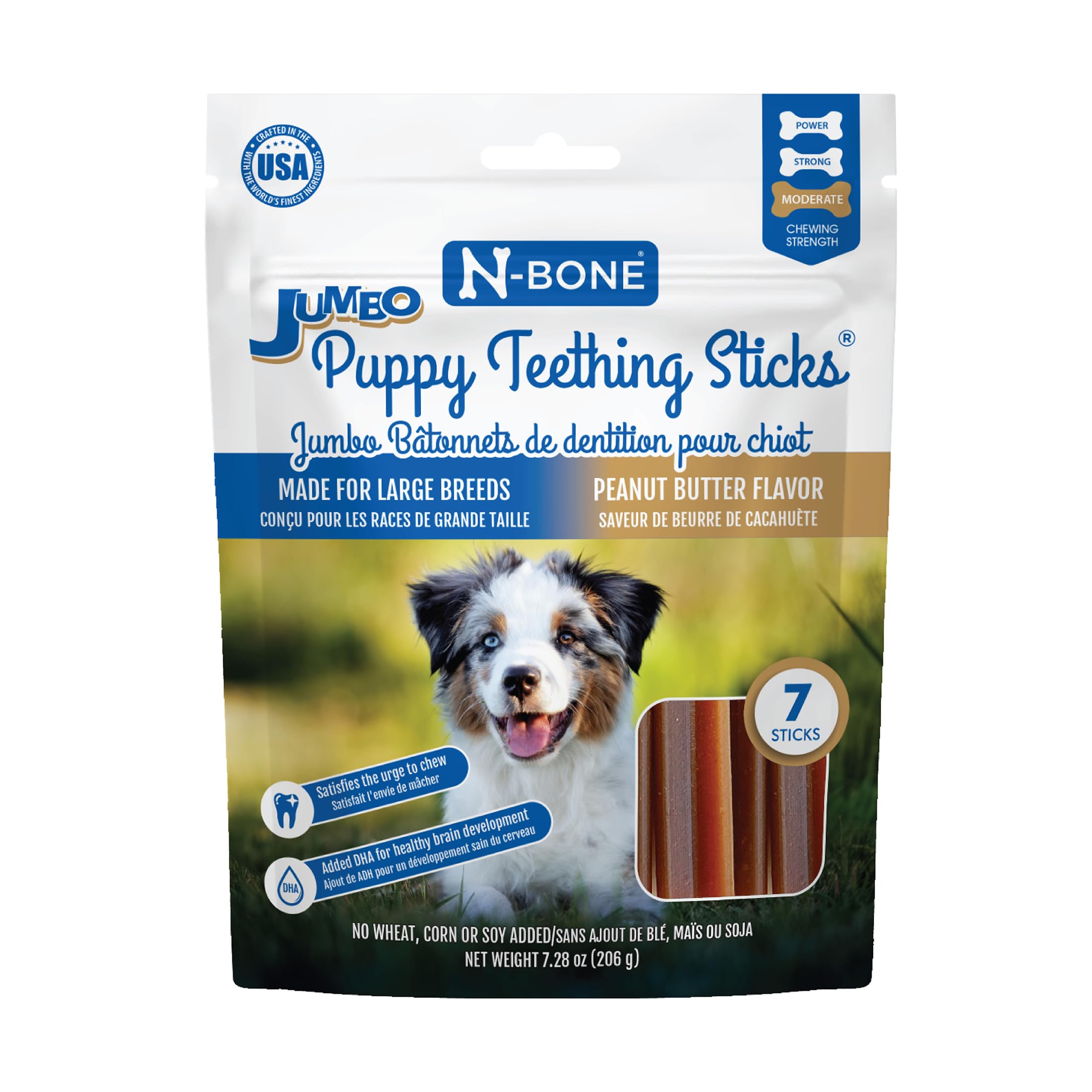 Photo 1 of 5/26 N-Bone Jumbo Puppy Teething Sticks Peanut Butter Flavor Dog Treats, 7 Count 7.28-oz Bag
