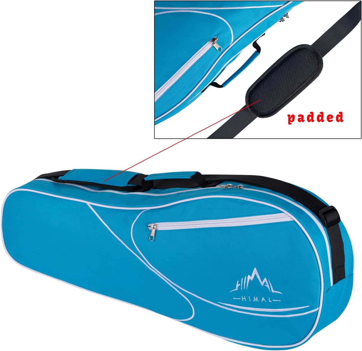 Himal 3 Racquet Tennis-Bag Premium Tennis-Racket-Bag with Protective Pad, Professional or Beginner Tennis Players, Lightweight Tennis Bag for All Ages (Blue) : Sports & Outdoors