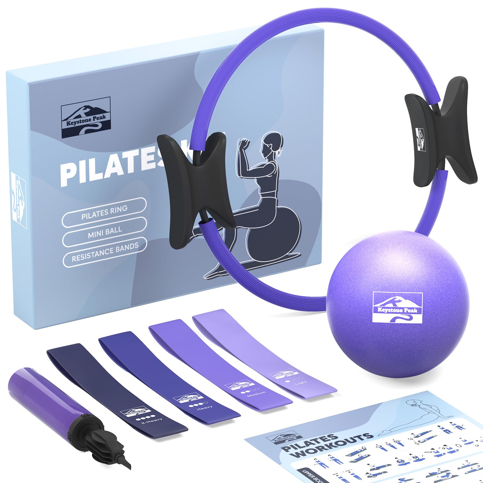 Photo 1 of Pilates Ring and Ball Set, At Home Pilates Kit with 14" Exercise Ring, Mini Ball, 4 Resistance Bands, Workout Poster & Bag, Workout Kit for Core Strength & Toning, Yoga Accessories for Women & Men