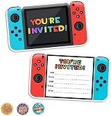 VELENTI Video Gaming Party Invitations - 30pcs with Envelopes & Stickers