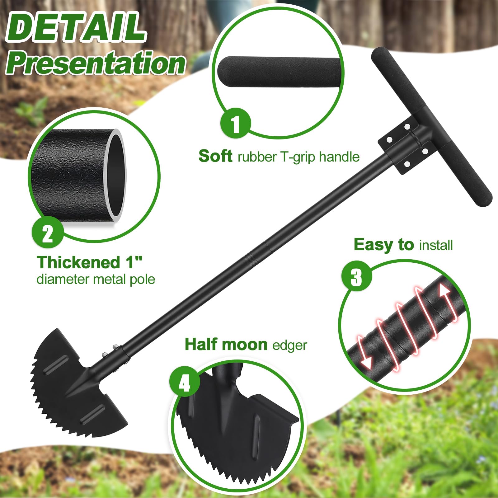 Mua Half Moon Edger, Sharp SawTooth Manuel Edger Lawn Tool with TGrip Handle, Hand Edging