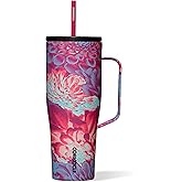 Corkcicle Cold Cup XL - Insulated Tumbler with Handle - Keeps Drinks Cold 12 Hours - Triple-Insulated - Spill-Proof Lid - Summer Drinkware Gift - Keeps Drinks Ice Cold - 30 oz - Dopamine Floral