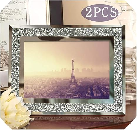 Amazon Com Minyu 4x6 Glass Frames With Silver Side Picture Frame Sets Decortable Ornaments Set Of 2pcs 46as181014