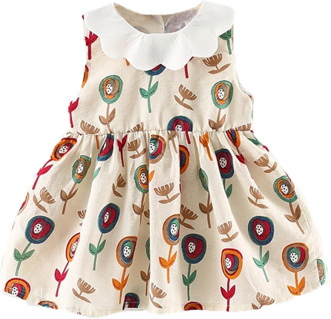 Girls Dress,for 02 Years Old,Toddler Kids Fashion Sleeveless Flower