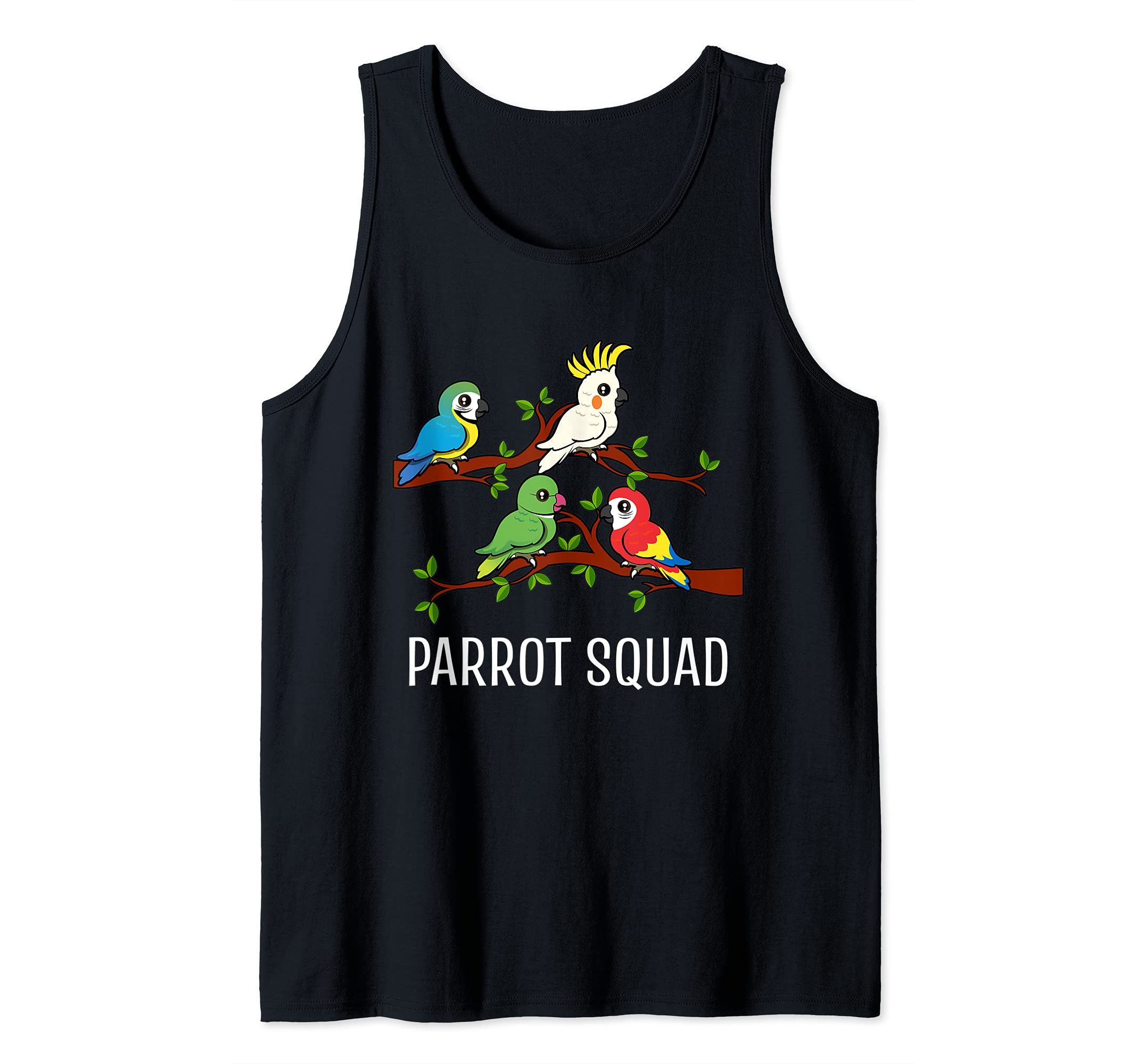 Parrot Squad Funny Birds on Tree Tank Top