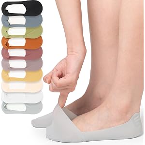 BomKinta No Show Socks Womens 10 Pairs Non Slip Low Cut Liner Size 5-11 | Breathable, Flat, Invisible, Sweat wicking, Cotton