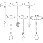 Fumete 6 pcs Finger Ring Bracelet Linked Rhinestone Hand Harness Chain Slave Bracelet with Ring Everyday Jewelry for Women