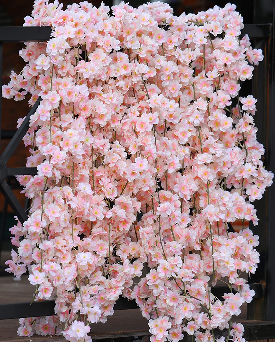 Photo 1 of PARTY JOY 8pcs 47.2ft Artificial Cherry Blossom Flower Garland Hanging Vines for Spring Home Room Wedding Party Kawaii Decor (Pink-8PCS)
