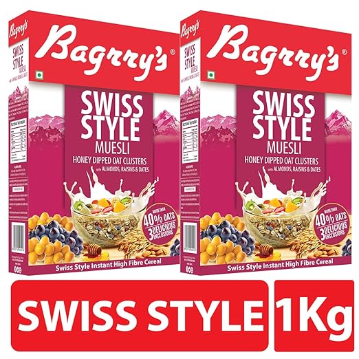 Bagrrys Swiss Style Muesli, 500 Gm (Pack of 2)