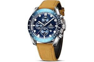 LN LENQIN Mens Watches Leather Watch Analog Quartz Watch for Men Luminous Luxury Fashion Business Casual 30M Waterproof Men's Wrist Watches with Date