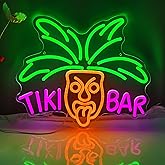 TIKI Bar Neon Sign,LED Pool Bar Light Sign for Wall Decor Dimmable Tiki Mask Neon Lights for Beer Bars Pub Club Home Party Store Shop Recreation Window Restaurant Decorations