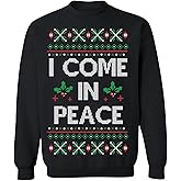ALLNTRENDS I Come In Peace Christmas Sweatshirt Funny Holiday Ugly Sweatshirt