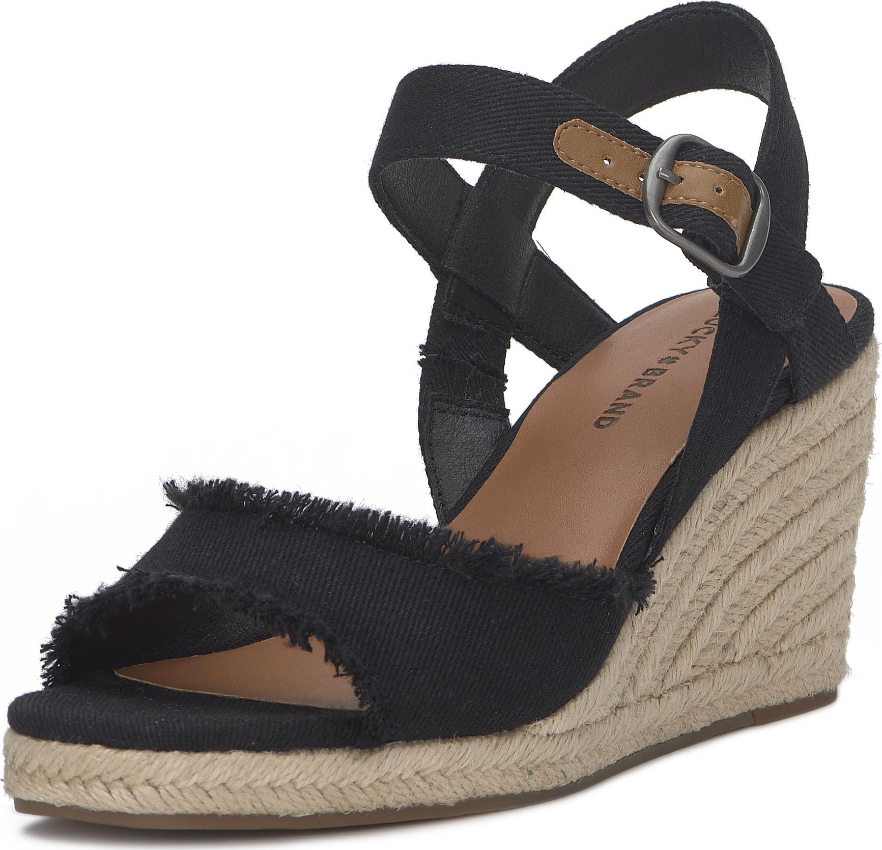 Lucky Brand Women's Mindra Espadrille Wedge Sandal, Black Denim, 9.5 W US Image Lucky Brand Women's Mindra Espadrille Wedge Sandal, Black Denim, 9.5 W US Image