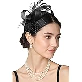 BABEYOND Fascinators Hats for Women - Tea Party Hat Kentucky Elegant Tulle Feather Ribbon Bridal Wedding Derby Headband