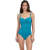 Profile by Gottex Tutti Frutti Solid Women's One-Piece Bathing Swimsuit with D Cup Bra and Wide Straps - Swim Essential