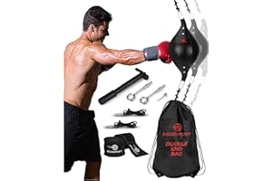 Boxerpoint Bag for Boxing - Premium Punching Bags - Durable PU Leather & Adjustable Cords Double Ended Punching Bag, Speed Bags for Adults & Kids, Boxing Equipment