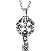 PROSTEEL 316L Stainless Steel Celtic Knot Triquetra Necklace, Irish Christian Cross Pendant Necklace for Men Women, Protection Amulet Jewelry, 22"-24" Adjustable, Come with Box