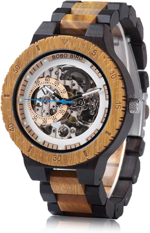 Amazon Com Bobo Bird Mens Wooden Mechanical Watches Luxury Lightweight Large Size Watch For Men With Gift Box Watches