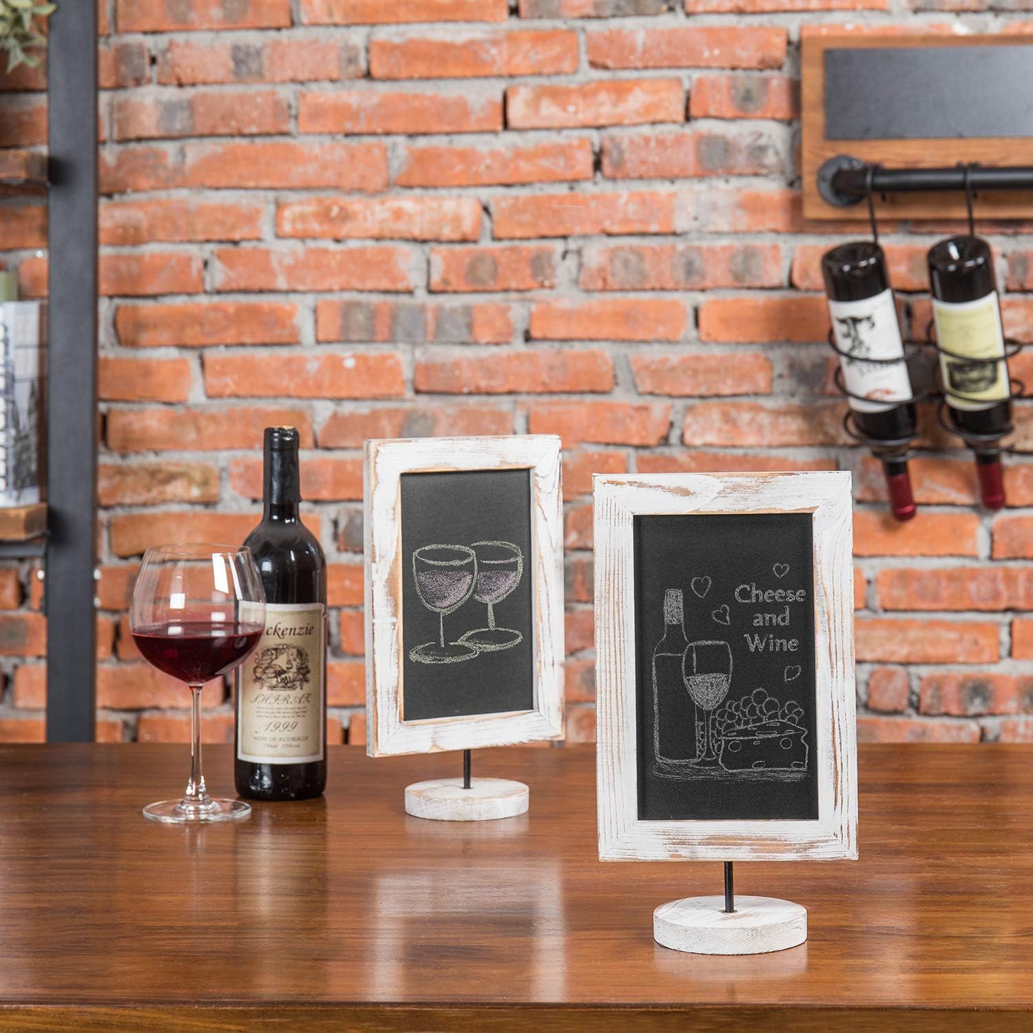 MyGift 12-Inch Rustic Torched Wood Framed Tabletop/Countertop Family Memo & Message Chalkboard, Set of 2: Kitchen & Dining