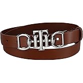Tommy Hilfiger Women's TH Horsebit Statement Buckle Skinny Fashion Leather Belt for Jeans, Trousers and Dresses