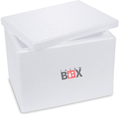 THERM BOX Styroporbox mit Deckel I Thermobox für Essen & Getränke I Styropor Kühlbox & Warmhaltebox (40x30x30cm - 19,58l Volu